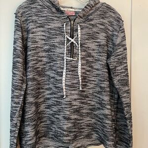 BKE Charcoal and White Knit Hoodie